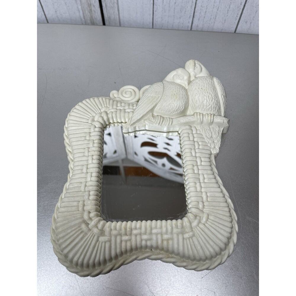 Vintage Frame Decor Mirror Love birds Doves Decor Mirror Cream Plastic
